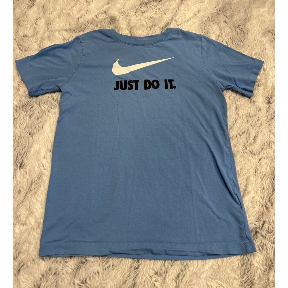Nike Just Do It T-Shirt Boys Youth L Short Sleeve Graphic Logo Crew Neck Blue